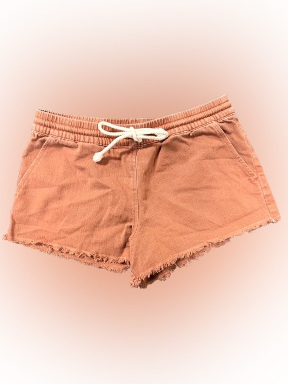 Aerie Drawstring Lounge Shorts S Terracotta Frayed Hem Casual Summer